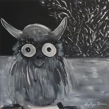 Malarstwo zatytułowany „Monster Owl” autorstwa Angélique Pécriaux, Oryginalna praca, Akryl Zamontowany na Karton