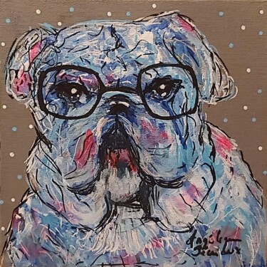 Painting titled "Churchill" by Angélique Pécriaux, Original Artwork, Acrylic Mounted on Cardboard