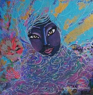 Painting titled "Sirène" by Angélique Pécriaux, Original Artwork, Acrylic Mounted on Cardboard