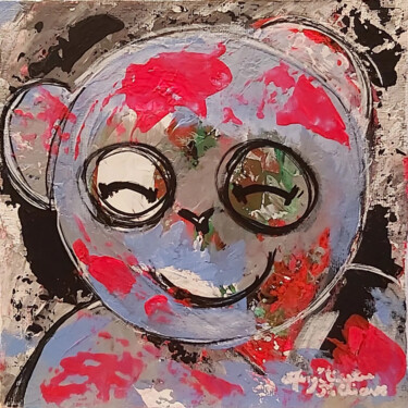 Painting titled "Teddy" by Angélique Pécriaux, Original Artwork, Acrylic Mounted on Cardboard