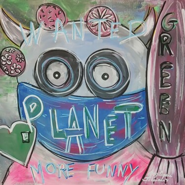 Malarstwo zatytułowany „Green planet” autorstwa Angélique Pécriaux, Oryginalna praca, Akryl Zamontowany na Inny sztywny panel