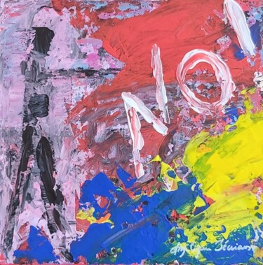 Painting titled "No!" by Angélique Pécriaux, Original Artwork, Acrylic Mounted on Cardboard