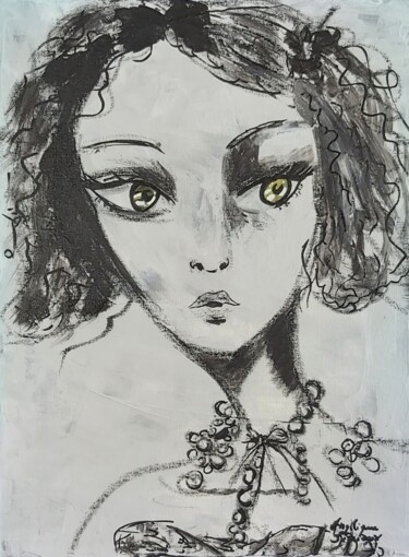 Painting titled "Betty" by Angélique Pécriaux, Original Artwork, Acrylic Mounted on Cardboard
