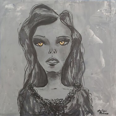 Painting titled "Eva" by Angélique Pécriaux, Original Artwork, Acrylic Mounted on Cardboard