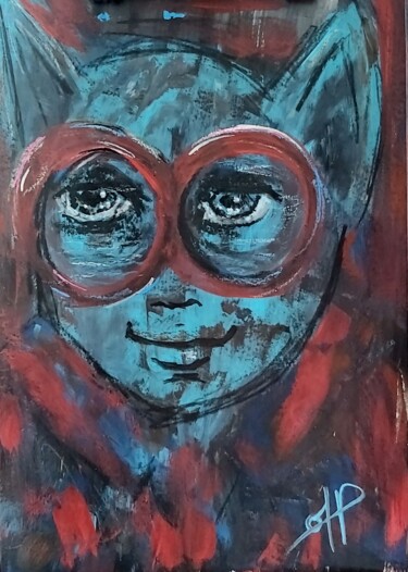 Painting titled "BLUE EYES" by Angélique Pécriaux, Original Artwork, Acrylic