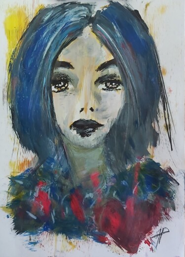 Malerei mit dem Titel "Blues" von Angélique Pécriaux, Original-Kunstwerk, Acryl