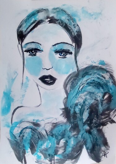 Painting titled "Lola" by Angélique Pécriaux, Original Artwork, Ink