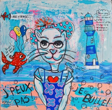 Malarstwo zatytułowany „J'peux pas, je bull…” autorstwa Angélique Pécriaux, Oryginalna praca, Akryl Zamontowany na Drewniana…