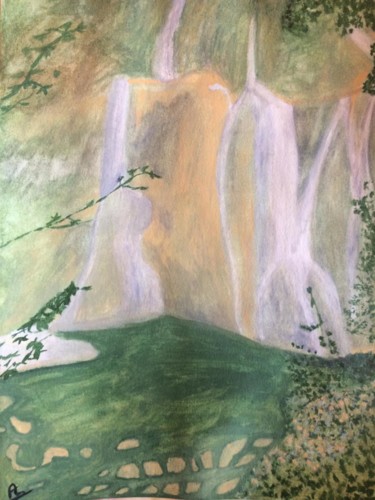 Peinture intitulée "La cascade" par Véré Angélique, Œuvre d'art originale, Aquarelle