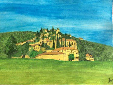 Peinture intitulée "La Roque sur Cèze" par Véré Angélique, Œuvre d'art originale, Aquarelle