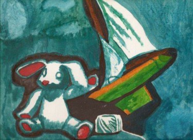 Peinture intitulée "Doudou et son bateau" par Véré Angélique, Œuvre d'art originale, Acrylique
