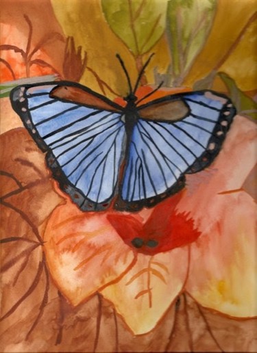 Malerei mit dem Titel "Le papillon" von Véré Angélique, Original-Kunstwerk, Aquarell