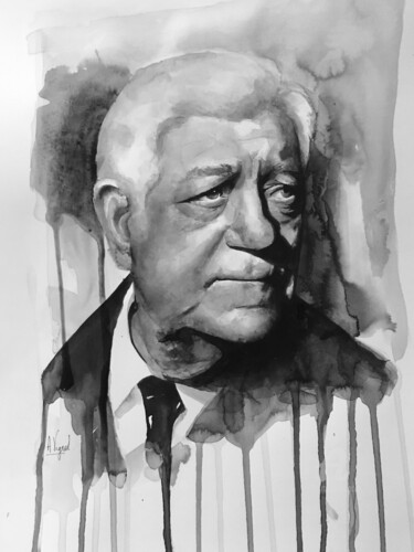 Painting titled "Jean Gabin" by Angelique Vignol, Original Artwork, Ink