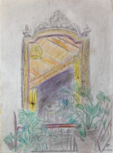 Drawing titled "La maison de Visan" by Angélique Rouxel, Original Artwork