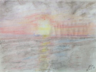 Dessin intitulée "Coucher de soleil d…" par Angélique Rouxel, Œuvre d'art originale