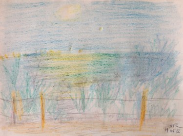 Drawing titled "Nuit à St-Brévin, v…" by Angélique Rouxel, Original Artwork