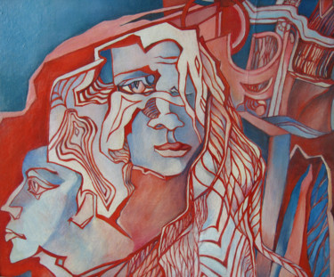 Peinture intitulée "Faces" par Angella Shmidthen, Œuvre d'art originale, Huile