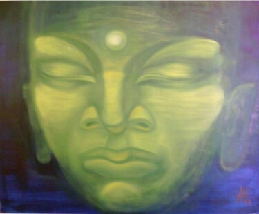 Malerei mit dem Titel "Buddha" von Angella Shmidthen, Original-Kunstwerk, Öl