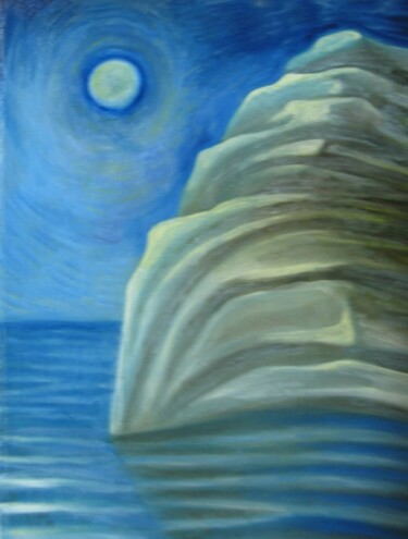 Картина под названием "Лунный пейзаж" - Angella Shmidthen, Подлинное произведение искусства, Масло Установлен на Деревянная…