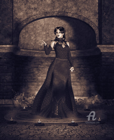 Digitale Kunst getiteld "Charming witch and…" door Angelo Arcamone, Origineel Kunstwerk, 3D-modellering