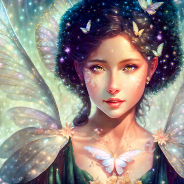 Digitale Kunst mit dem Titel "Portrait of  fairy" von Angelo Arcamone, Original-Kunstwerk, KI-generiertes Bild