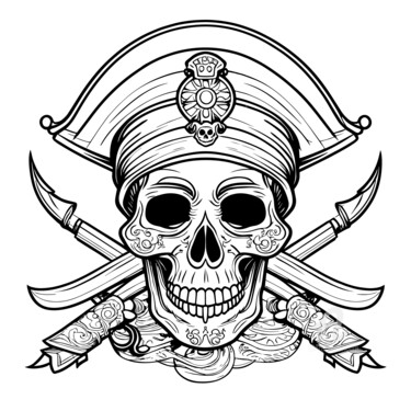 "Pirate skull with s…" başlıklı Dijital Sanat Angelo Arcamone tarafından, Orijinal sanat, AI tarafından oluşturulan görüntü