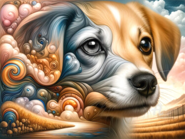 Digitale Kunst getiteld "Il sogno di un cane…" door Angelo Arcamone, Origineel Kunstwerk, AI gegenereerde afbeelding