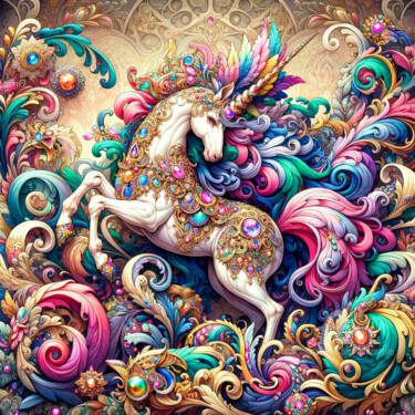 Arte digital titulada "Cavallo incantato :…" por Angelo Arcamone, Obra de arte original, Imagen generada por IA