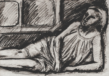 Disegno intitolato "Donna sdraiata" da Angelo Casati, Opera d'arte originale, Matita