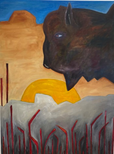 Peinture intitulée "American Buffalo" par Angelo Dipietrantonio, Œuvre d'art originale, Huile