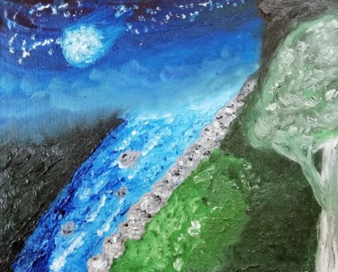 Peinture intitulée "Cascade imaginaire" par Josh, Œuvre d'art originale, Huile