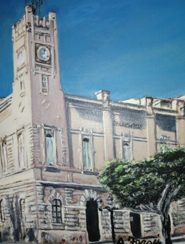 Painting titled "Palazzo di città a…" by Angelo Faraci, Original Artwork, Acrylic