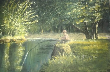 Peinture intitulée "Il pescatore solita…" par Angelo Faraci, Œuvre d'art originale, Huile