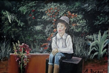 Peinture intitulée "Il bambino sognante" par Angelo Faraci, Œuvre d'art originale, Acrylique