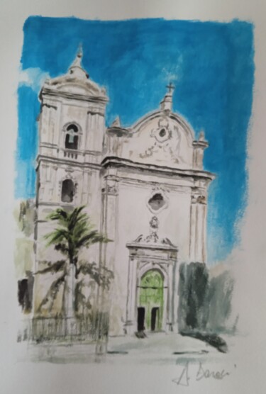 Pintura intitulada "Chiesa S Salvatore…" por Angelo Faraci, Obras de arte originais, Aquarela