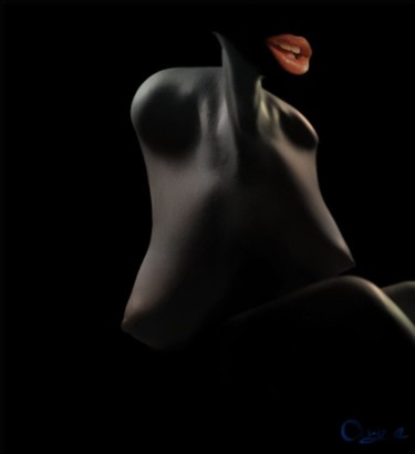 Digital Arts titled "Sitting Woman" by Angelo Kerelov, Original Artwork, Digital Painting