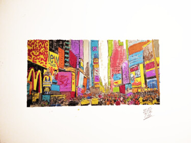 Painting titled "New York ity" by Angelo Marcelli, Original Artwork, Watercolor