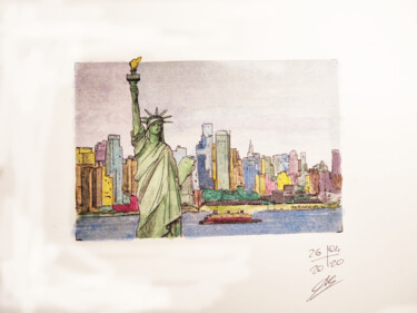 Картина под названием "Liberty" - Angelo Marcelli, Подлинное произведение искусства, Акварель