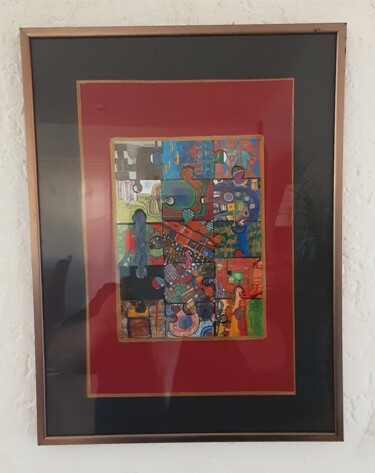 Κολάζ με τίτλο "Omaggio a  Hundertw…" από Angelo Marzullo, Αυθεντικά έργα τέχνης, Κολάζ Τοποθετήθηκε στο Χαρτόνι