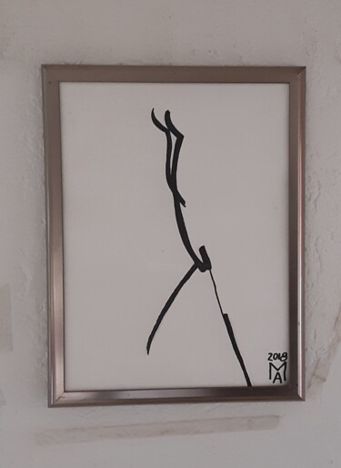 Peinture intitulée "Siluette di donna" par Angelo Marzullo, Œuvre d'art originale, Encre Monté sur Aluminium