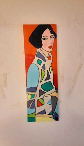 Painting titled "Madame Marietta" by Angelo Marzullo, Original Artwork, Acrylic Mounted on Wood Panel