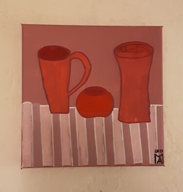 Peinture intitulée "Vasi sul tavolo" par Angelo Marzullo, Œuvre d'art originale, Acrylique