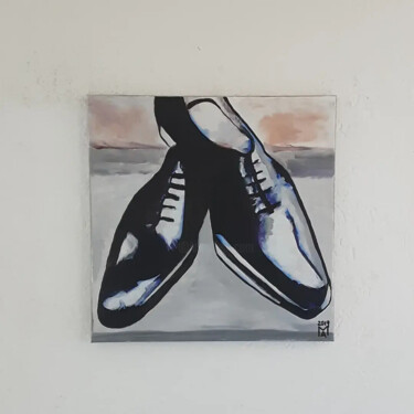Painting titled "Le scarpe per La fe…" by Angelo Marzullo, Original Artwork, Acrylic Mounted on Wood Stretcher frame