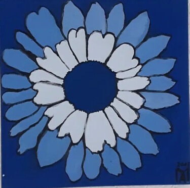 Painting titled "Nel blu dipinto di…" by Angelo Marzullo, Original Artwork, Acrylic Mounted on Wood Stretcher frame