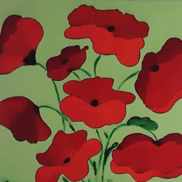 Pintura intitulada "Tulipani in sfondo…" por Angelo Marzullo, Obras de arte originais, Acrílico Montado em Armação em madeira