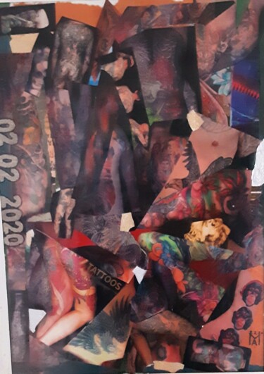 Collages titled "Tattoo Nr.2" by Angelo Marzullo, Original Artwork, Collages Mounted on Aluminium