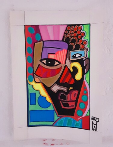 Pittura intitolato "La maschera  Africa…" da Angelo Marzullo, Opera d'arte originale, Acrilico