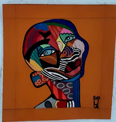 Painting titled "La maschera  Africa…" by Angelo Marzullo, Original Artwork, Acrylic