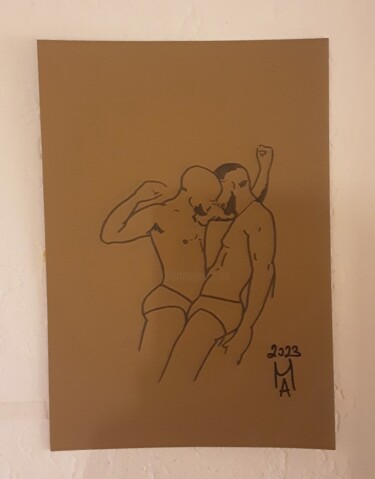 Картина под названием "Sauna" - Angelo Marzullo, Подлинное произведение искусства, Акрил