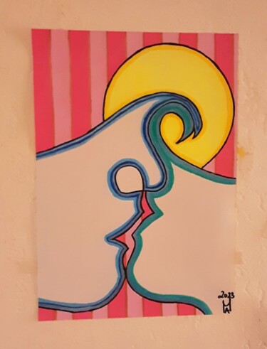Schilderij getiteld "Baciati dalle onde." door Angelo Marzullo, Origineel Kunstwerk, Acryl
